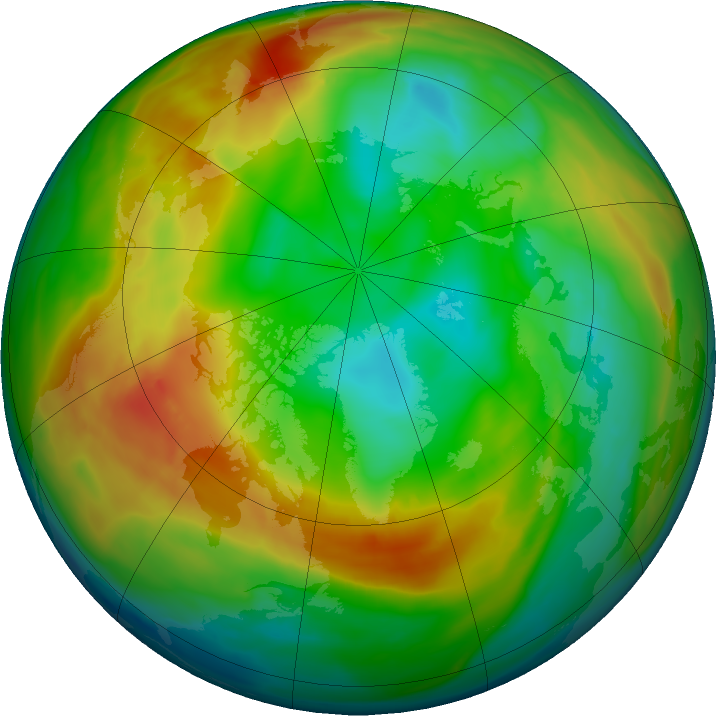 Arctic ozone map for 12 January 2020